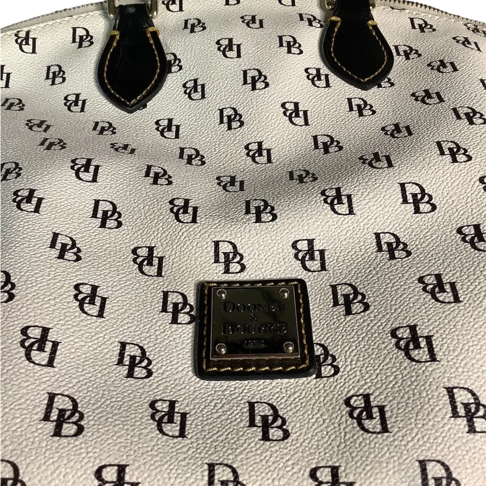 Dooney & Bourke Black and White Monogrammed Satchel bag - Picture 3 of 5
